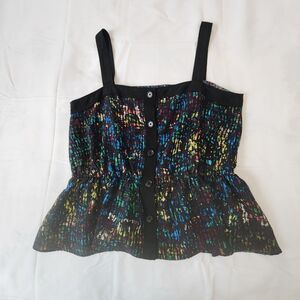 Derek Lam for Design Nation Nightshade Rio De Janeiro Peplum Splatter Top sz L